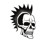 Skull with mohawk hairstyle
