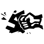 Smash fascism! Fist with white outlines