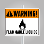 Warning flammable liquids sign