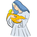 Virgin Mary and the boy Jesus | Free SVG