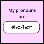 she her pronouns badge pink
