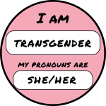 I am name role gender identity and pronouns pink trans sticker