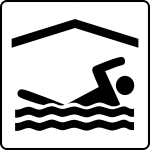 Vector graphics of swimming facilities available sign