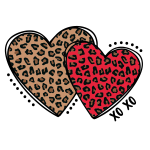 Valentine Leopard Heart, Svg Png Dxf Eps