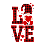Buffalo Plaid Love Gnomies Valentine SVG PNG DXF EPS Designs Download