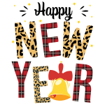 Happy New Year Leopard And Red Buffalo Plaid Font Diy Crafts, Laser Cut Svg Files