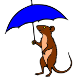Mouse with blue umbrella