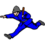 The policeman runs after the thief
