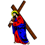 Jesus Christ carries the cross on which he will later be crucified