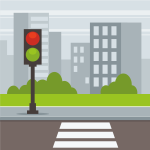 Crosswalk and traffic lights