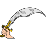 A single-edged sword with a convex curved blade