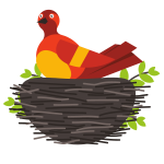 Red bird in the nest