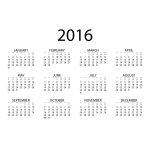 2016 Calendar White