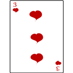 Three of hearts playing card vector graphics