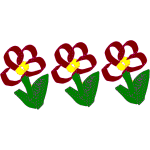 3 red flowers