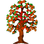 Red blossoms on a tree vector drawing