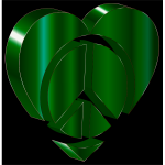 3D Peace Heart Emerald