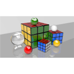 3D Rendered Puzzle Cubes And Spheres