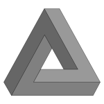 Vector illustration of grayscale impossible triangle