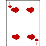 Four of hearts playing card vector illustration