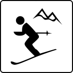 Vector drawing of skiing facilities available sign