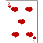 Five of hearts playing card vector image