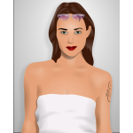 Vector graphics of attractive girl in a white dress