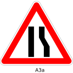 Road width narrows sign vector