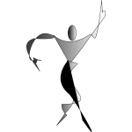 ex<x>pressionist silhouette of dancing woman vector clip art