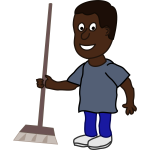 African man with broom