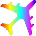 Airplane silhouette rainbow colors