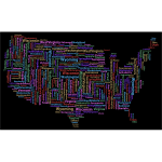 America States And Capitals Word Cloud Variation 2