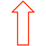 Red ''up'' arrow
