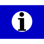 Graphics of blue and black information point sign