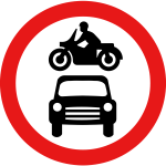 No motor vehicles vector road sign