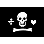 Pirate flag heart and bone vector image