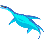 Clip art of bright blue reptile in water