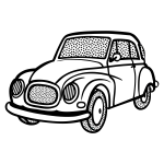 Line art vector image of old car