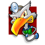 Illustration of cartoon vulture doctor avatar