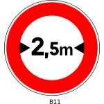 Vector graphics of no access for vehicles whose width exceeds 2,5 metres traffic sign