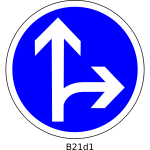 Straight and right direction road sign vector image