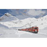 Train in the snowy mountains