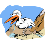 Vector image of close up of a bird in a desert landscape