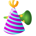 Color birthday hat and trumpet vector image