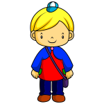 Blond child with bag