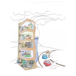Vector clip art of energy use in a building