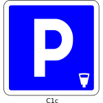 Vector illustration of metred parking area blue road sign