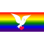 White dove and a rainbow flag