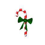 Vector clip art of candy cane with a green ribbon