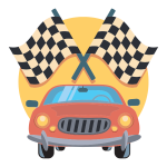 Car and racing flags